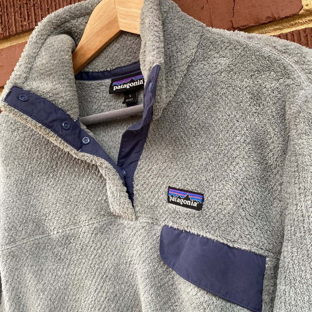 Patagonia Women's Re-Tool Snap-T Pullover Tailored Grey Dolomite Blue Pullover L - Picture 4 of 8